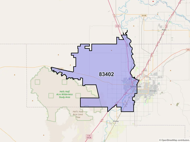 Map of ZIP Code 83402 — Idaho Falls, ID