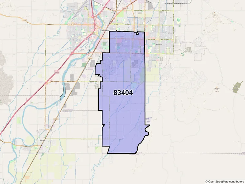 Map of ZIP Code 83404 — Idaho Falls, ID