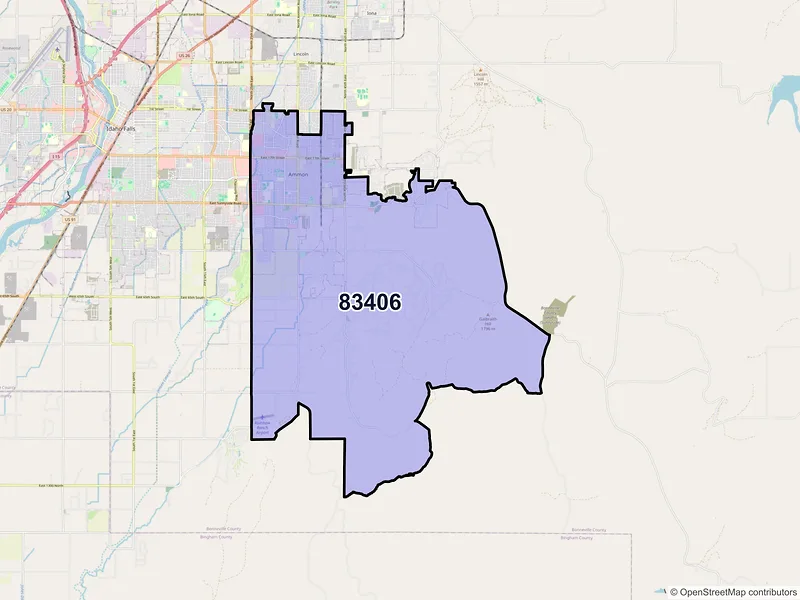 Map of ZIP Code 83406 — Idaho Falls, ID