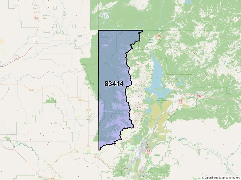 Map of ZIP Code 83414 — Alta, WY
