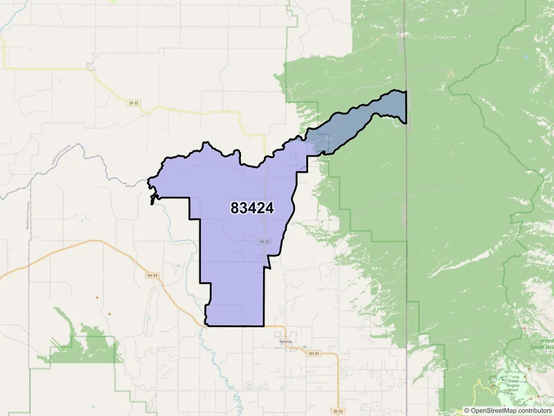Map of Felt, Idaho and ZIP codes