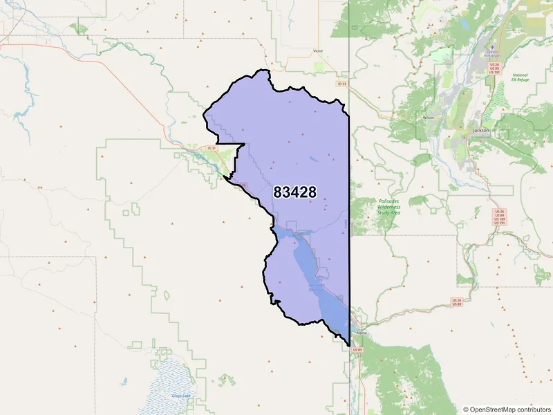 Map of ZIP Code 83428 — Irwin, ID