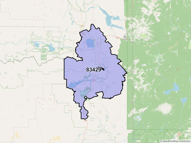 Map of Island Park, Idaho and ZIP codes