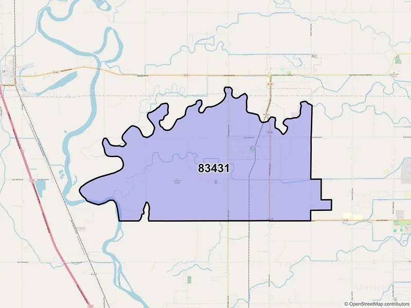 Map of ZIP Code 83431 — Lewisville, ID