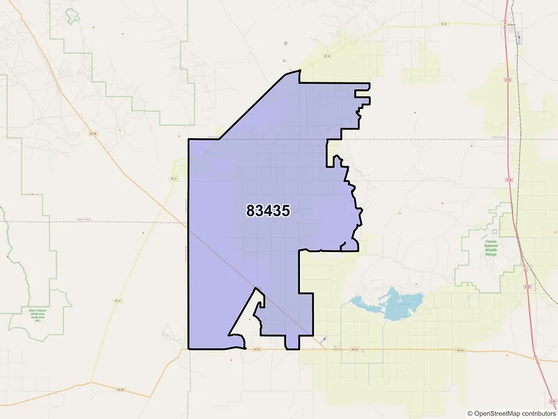 Map of Monteview, Idaho and ZIP codes
