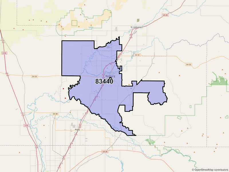Map of ZIP Code 83440 — Rexburg, ID