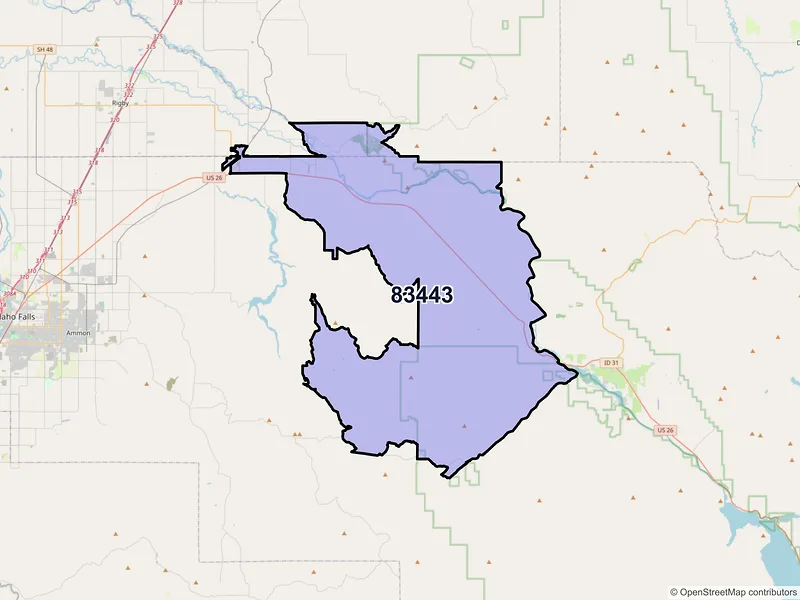 Map of ZIP Code 83443 — Ririe, ID