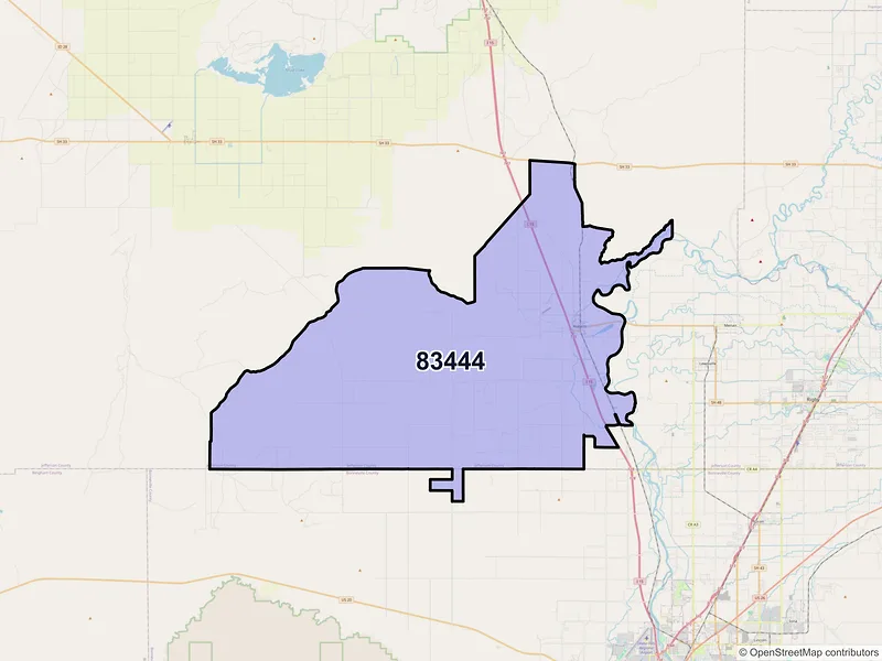 Map of Roberts, Idaho and ZIP codes