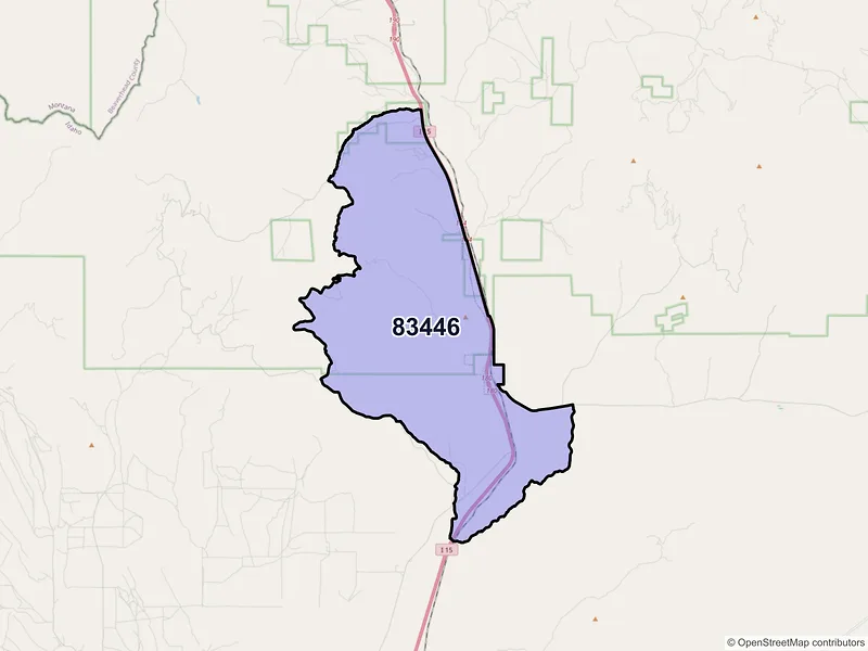 Map of ZIP Code 83446 — Spencer, ID