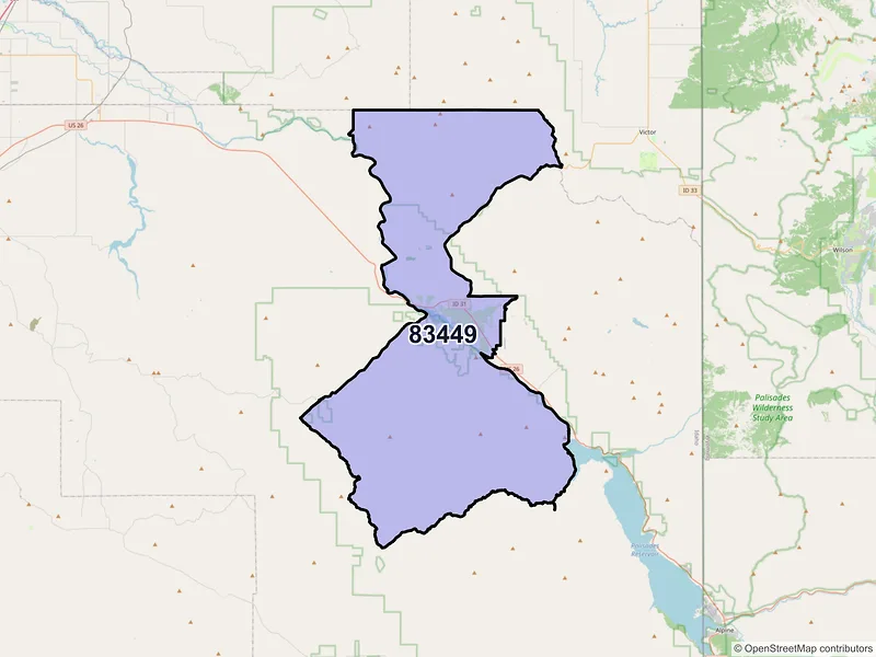 Map of ZIP Code 83449 — Swan Valley, ID