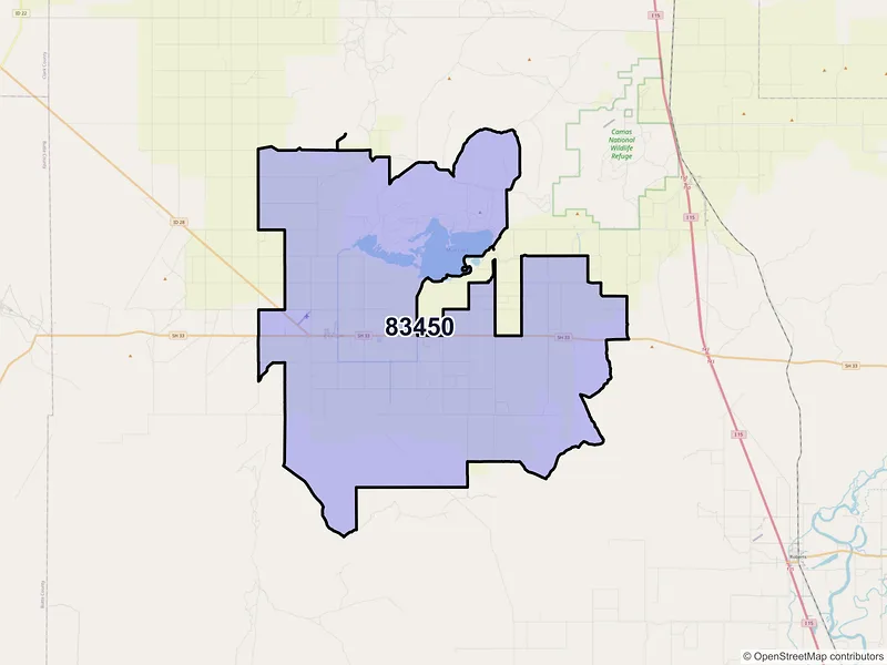 Map of ZIP Code 83450 — Terreton, ID