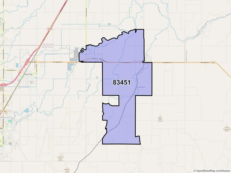 Map of ZIP Code 83451 — Teton, ID