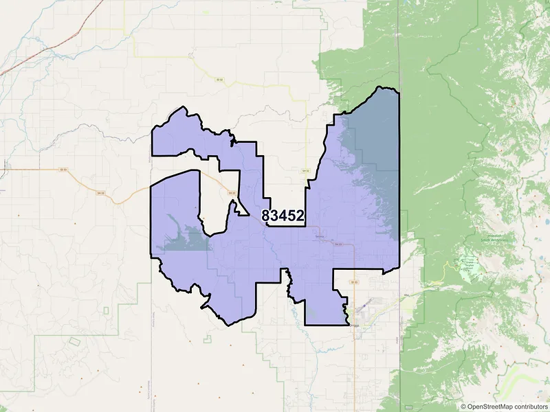 Map of ZIP Code 83452 — Tetonia, ID