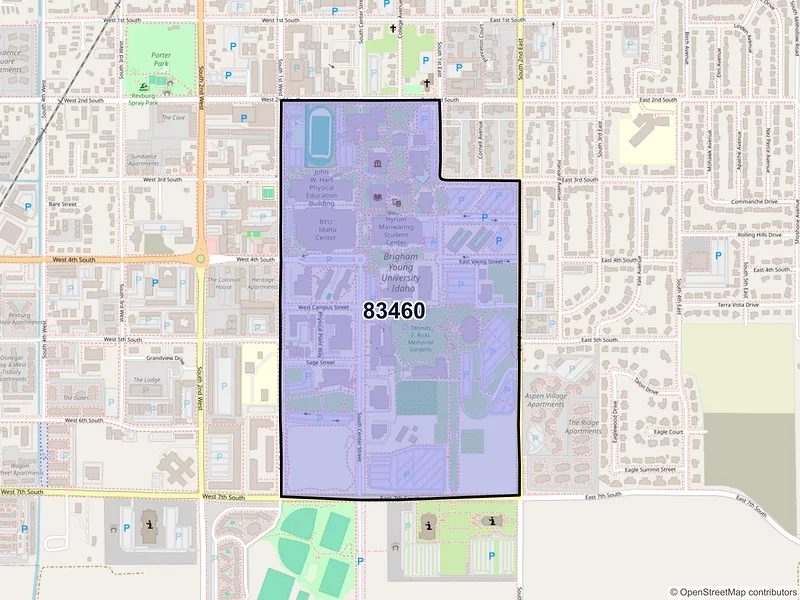 Map of ZIP Code 83460 — Rexburg, ID