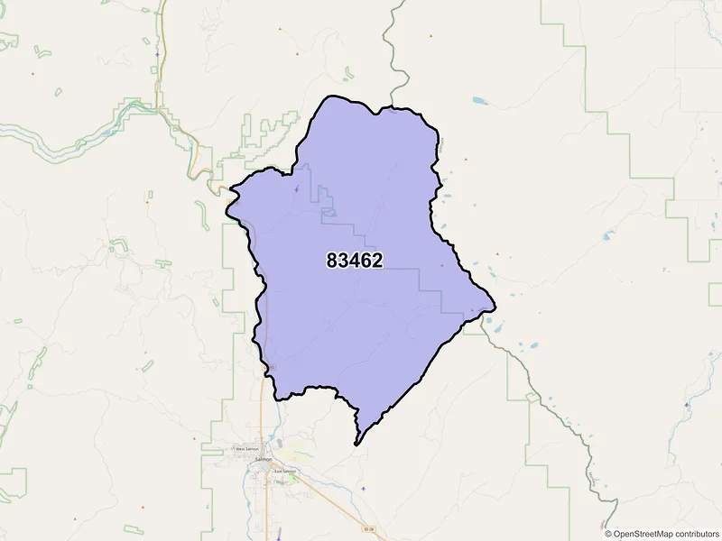 Map of ZIP Code 83462 — Carmen, ID