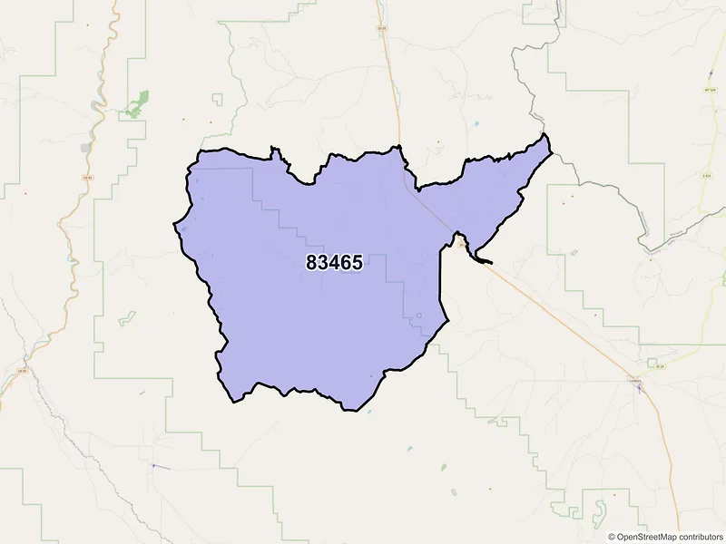 Map of Lemhi, Idaho and ZIP codes