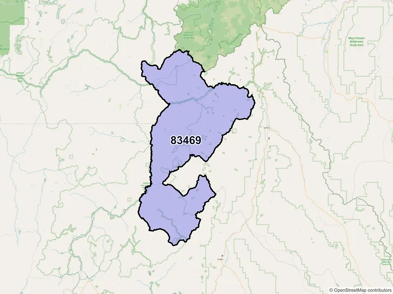 Map of ZIP Code 83469 — Shoup, ID