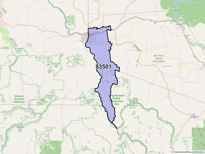 Map of ZIP Code 83501 — Lewiston, ID