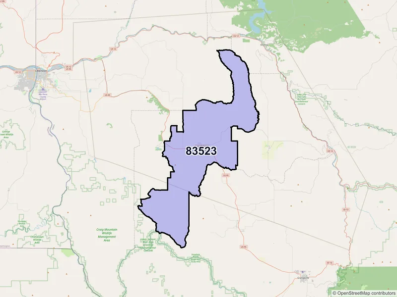 Map of ZIP Code 83523 — Craigmont, ID