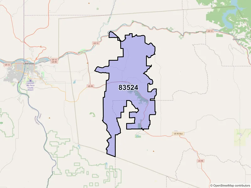 Map of ZIP Code 83524 — Culdesac, ID