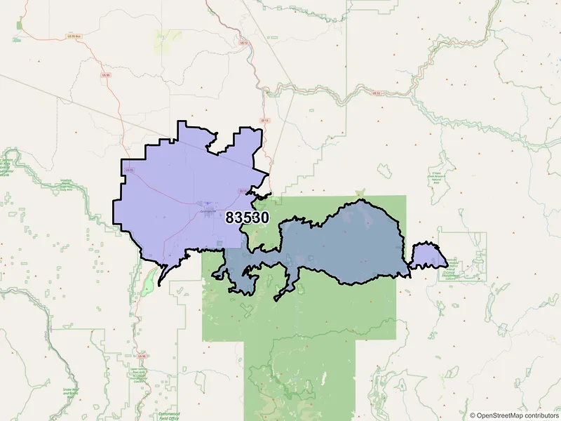 Map of Grangeville, Idaho and ZIP codes