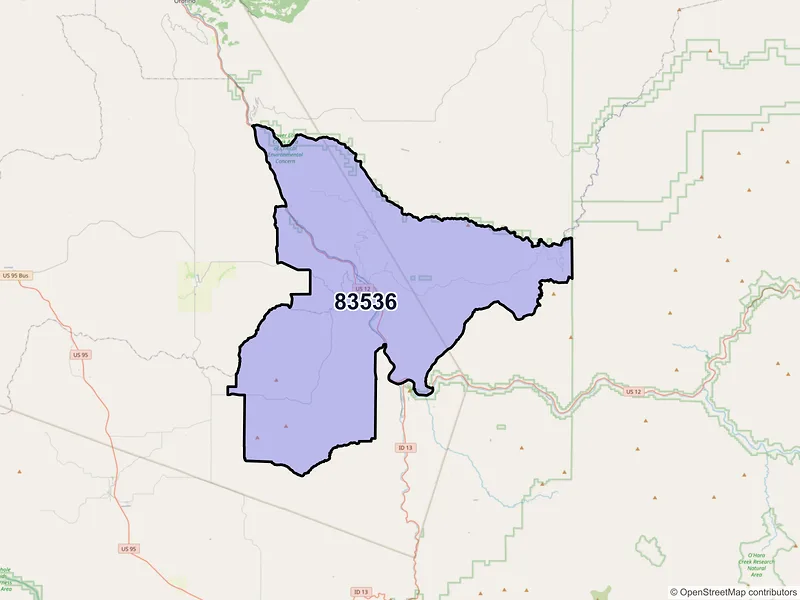 Map of ZIP Code 83536 — Kamiah, ID