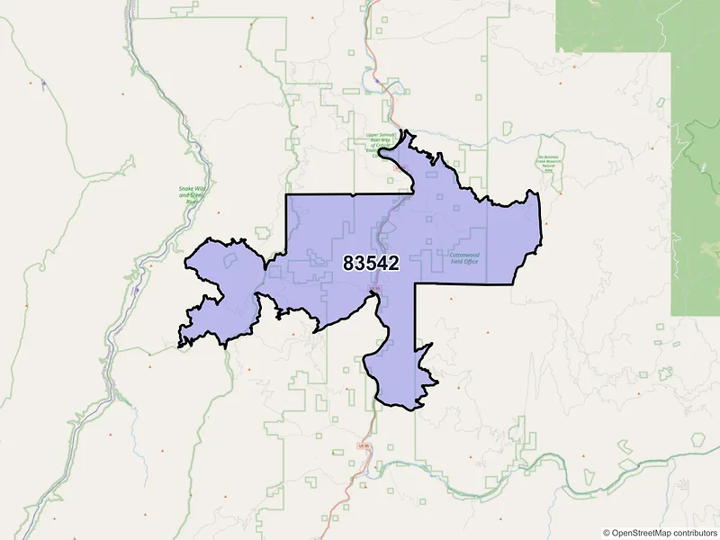 Map of ZIP Code 83542 — Lucile, ID