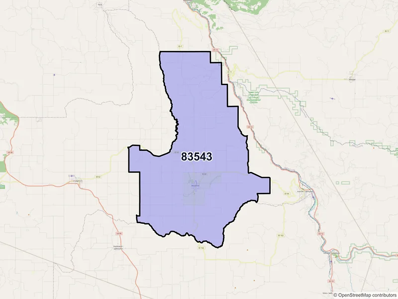 Map of ZIP Code 83543 — Nezperce, ID