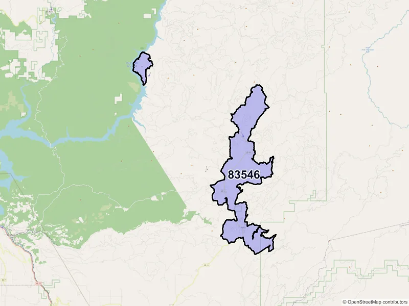 Map of Pierce, Idaho and ZIP codes