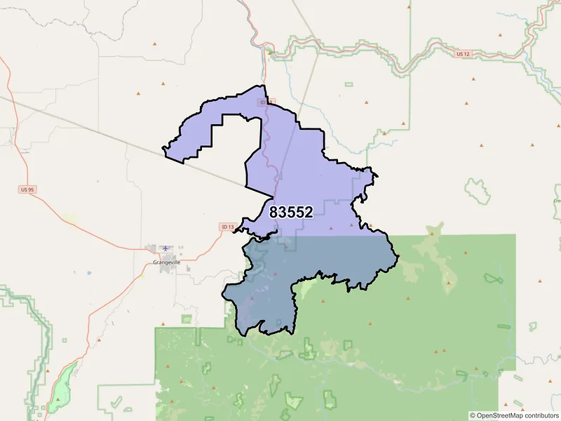 Map of ZIP Code 83552 — Stites, ID