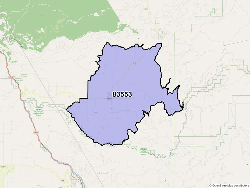 Map of Weippe, Idaho and ZIP codes