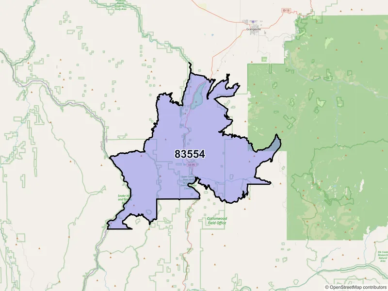 Map of ZIP Code 83554 — White Bird, ID