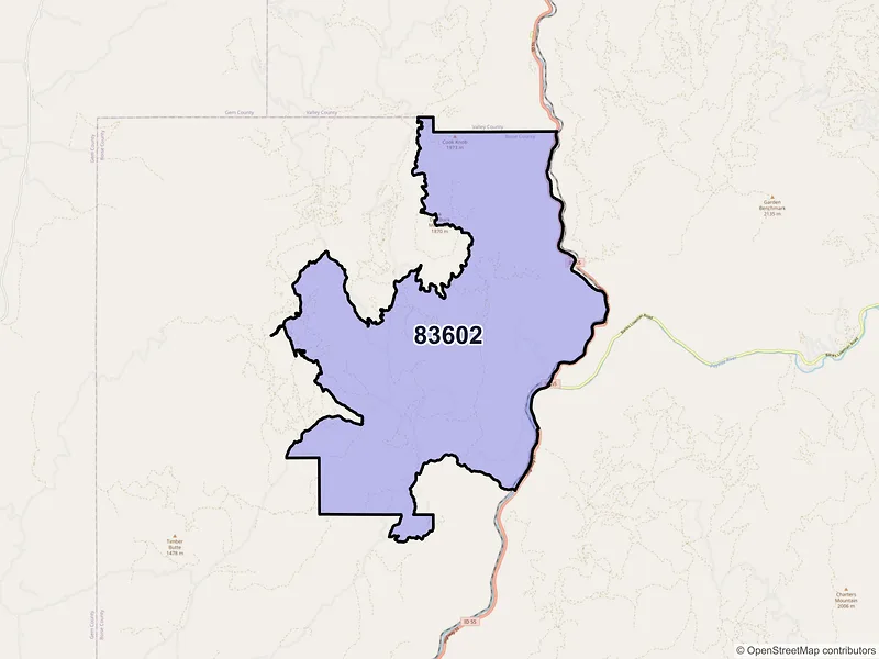 Map of ZIP Code 83602 — Banks, ID