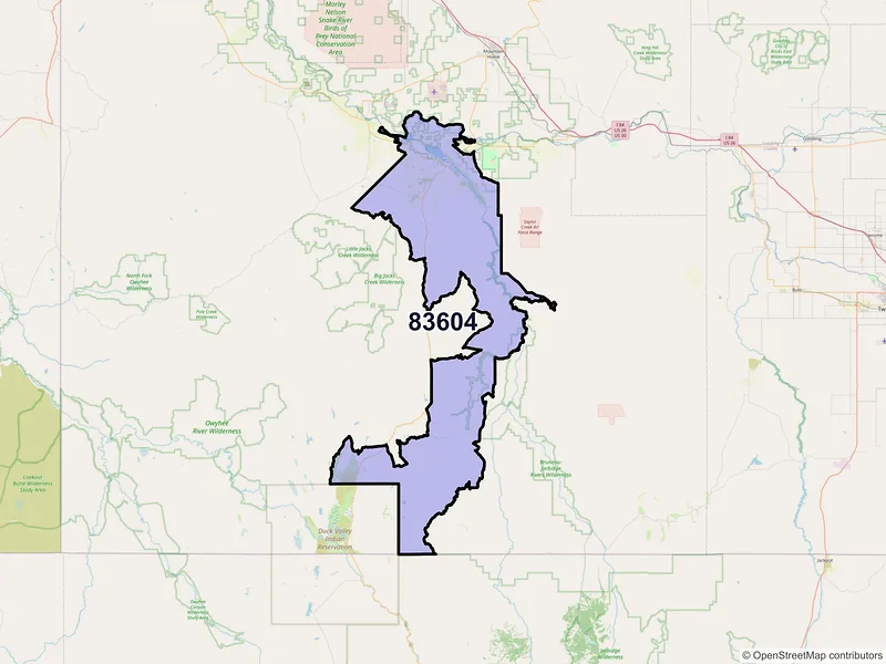 Map of ZIP Code 83604 — Bruneau, ID