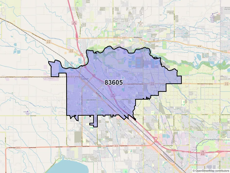 Map of ZIP Code 83605 — Caldwell, ID