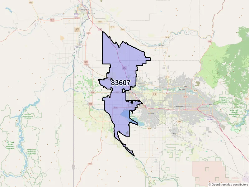 Map of ZIP Code 83607 — Caldwell, ID