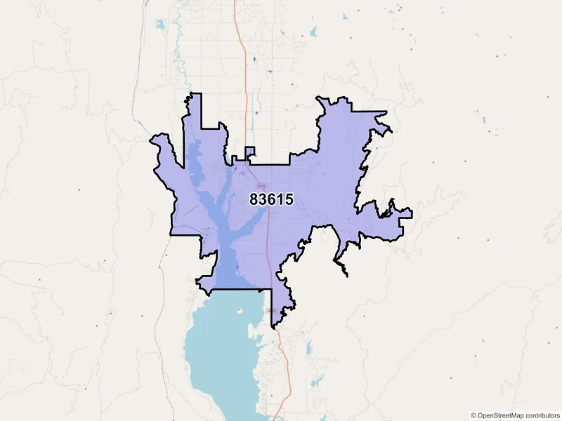 Map of ZIP Code 83615 — Donnelly, ID