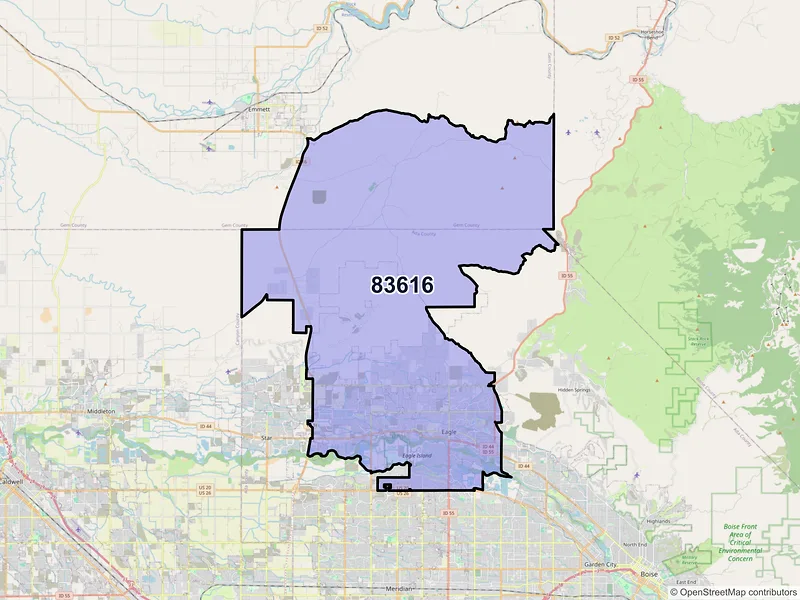 Map of ZIP Code 83616 — Eagle, ID