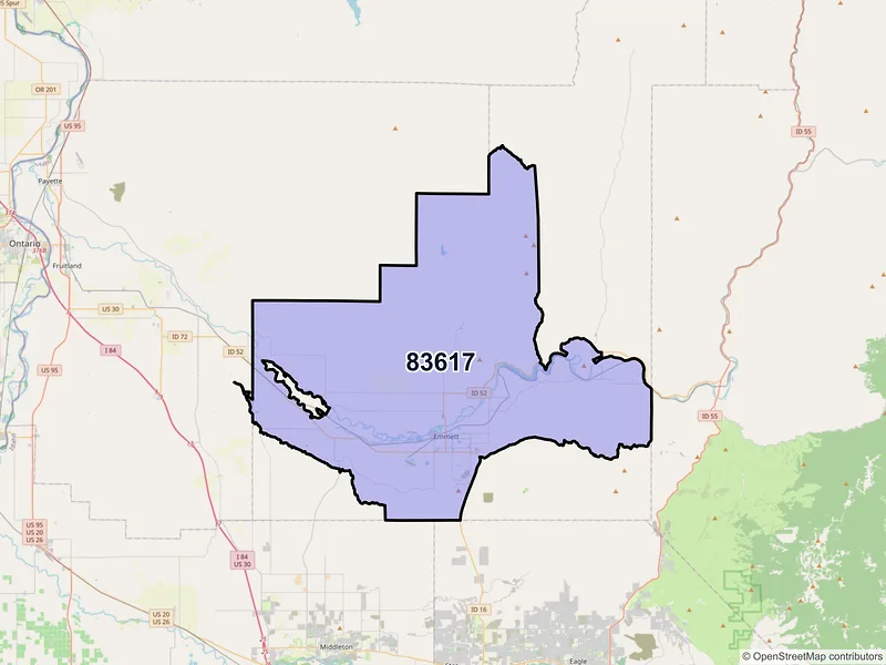Map of Emmett, Idaho and ZIP codes