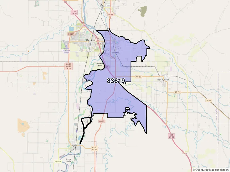 Map of ZIP Code 83619 — Fruitland, ID