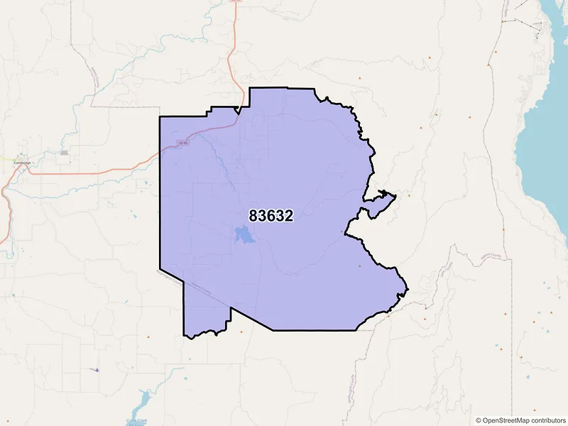 Map of ZIP Code 83632 — Indian Valley, ID