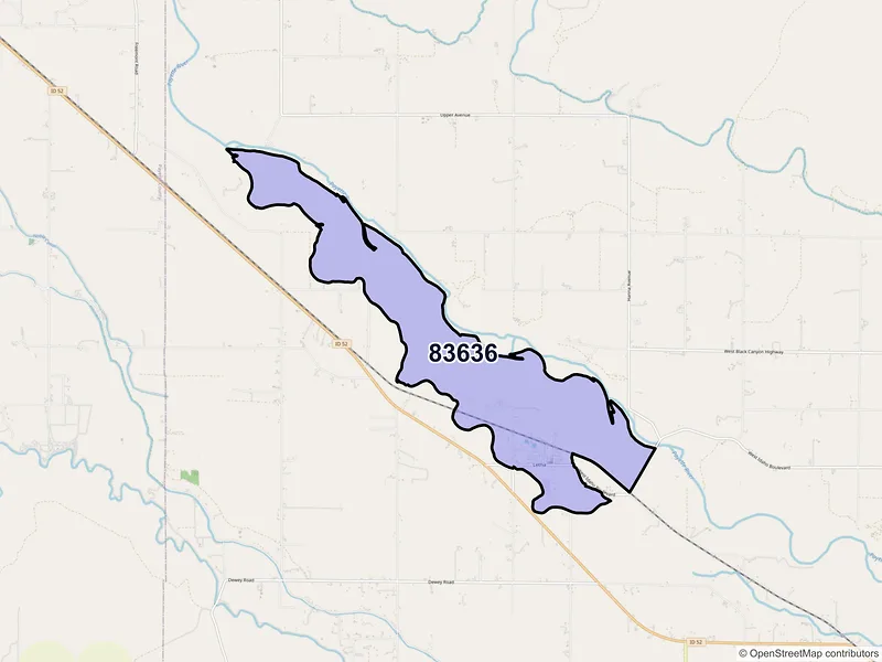 Map of ZIP Code 83636 — Letha, ID