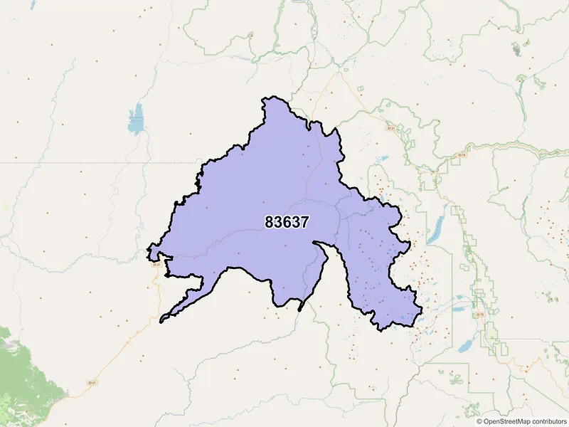 Map of ZIP Code 83637 — Lowman, ID