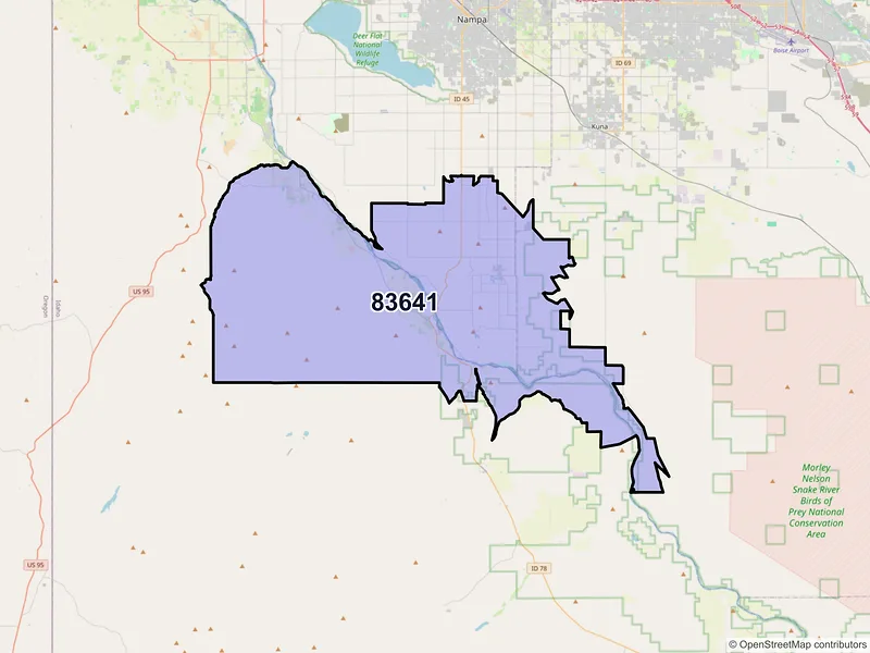 Map of ZIP Code 83641 — Melba, ID