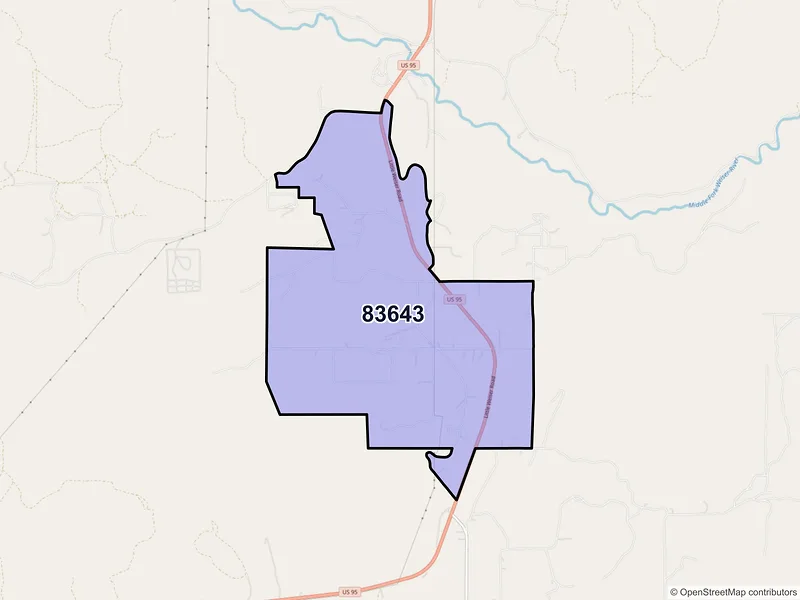 Map of ZIP Code 83643 — Mesa, ID