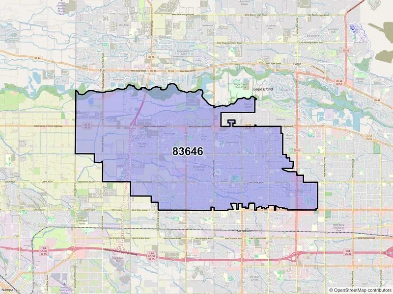 Map of ZIP Code 83646 — Meridian, ID