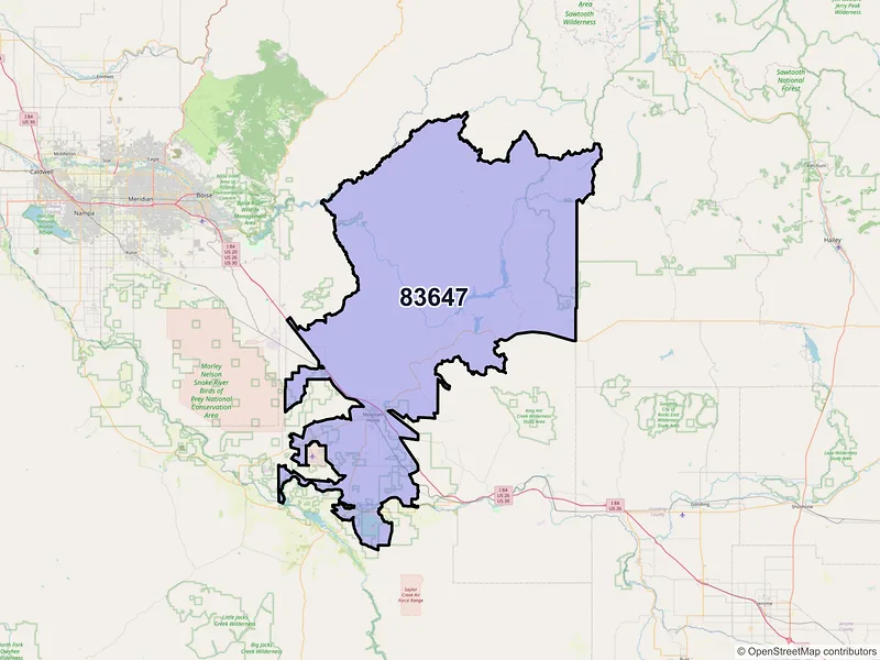 Map of ZIP Code 83647 — Mountain Home, ID