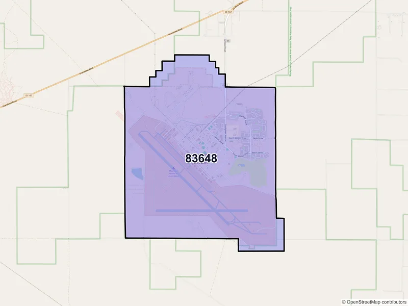 Map of ZIP Code 83648 — Mountain Home AFB, ID