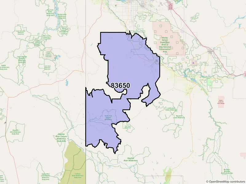 Map of ZIP Code 83650 — Murphy, ID