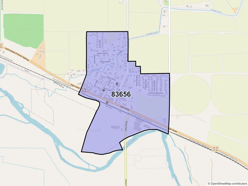 Map of Notus, Idaho and ZIP codes